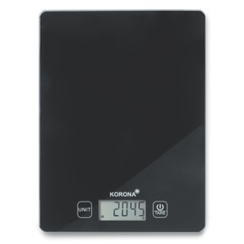 Korona 70247 Elsa Kitchen Scales Digital 5 kg Load Capacity 1 g with Practical Tare Weighing Function Automatic Shut-Off Overload Indicator Material: Glass Colour: Black