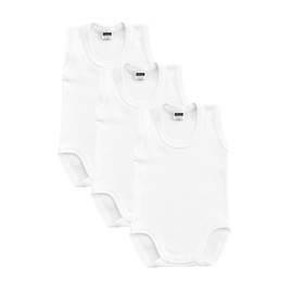 Sleeveless Baby Bodysuits | Bodysuits for Girls and Boys | Set of 3 | 100% Cotton | Unisex Bodysuits | Colour White, White