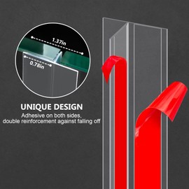 【2024 New Upgrade】 T-Shaped Silicone Weather Stripping Door Seal,1.37" x 40 FT Seal Strip for Door & Windows Gaps, Strong Adhesive Door Draft Stopper for Side of Door,Sliding Door, Transparent