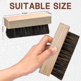 Shoe Brush, Soft Bristle Horse Hair Brush for Leather, Boots, Shoes and Bags, Horsehair Shoe Brush for Gentle Polishing, Dusting and Brightening