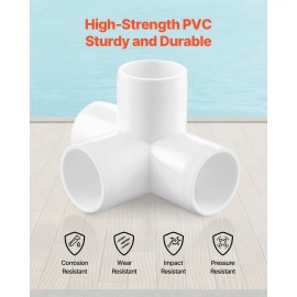 10-Pack 1\" PVC Pipe Joints Elbow Connector 4-Way PVC Fittings Accessory Accessory for PVC PipeStyle: 4-Way PVC Fitting