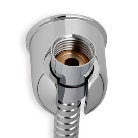 Handheld Shower head Holder - All Metal - Adhesive and Screw in Installation - Minimal Design Bathroom Wall Mount Shower sprayer Holder (Polished Chrome)