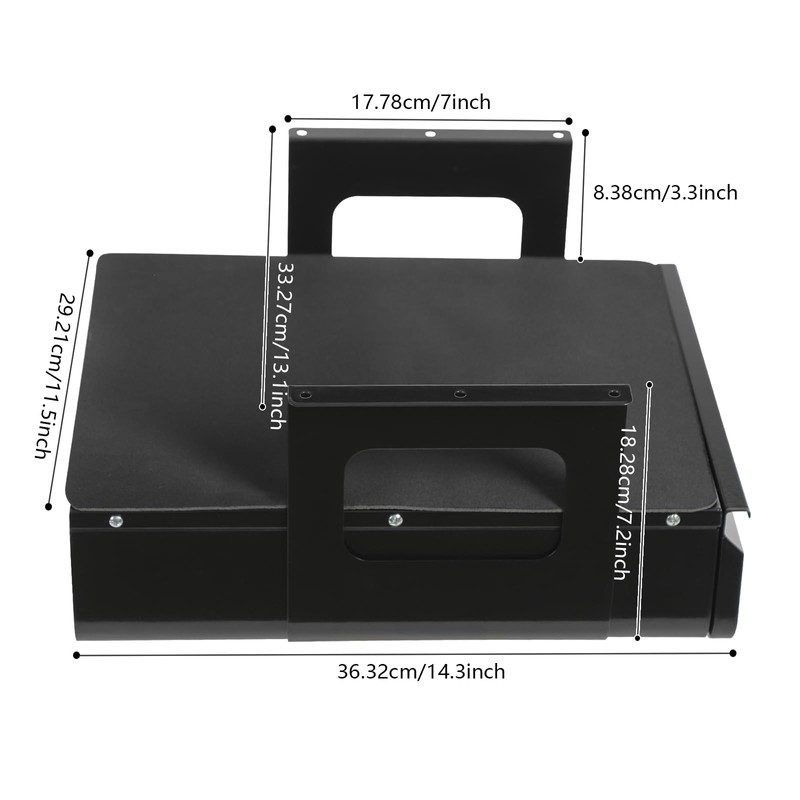 Lockable Under Desk Sliding Storage Drawer - Black, 13'