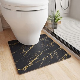 COCOER Bath Mat - Absorbent, Stain Resistant, Non-Slip, Quick Dry - Rubber Backed Thin Bath Mats for Bathroom & Toilet - U Shaped