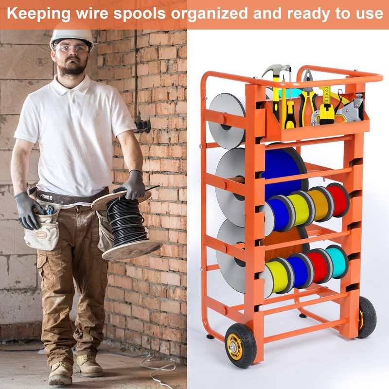 Gtouse Wire Spool Rack Multi-Spool Wire Rack Dispenser Cable Caddy