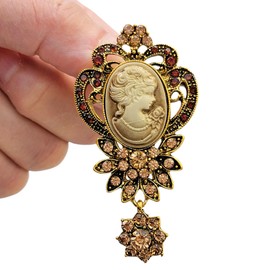 GFM® Vintage Inspired Teardrop Floral Flower Brooch with Crystal and Rhinestones - Christmas, Birthday, Mother's Day, Valentine's Day, Wedding Anniversary (BRCH-VN-D-145-SN)