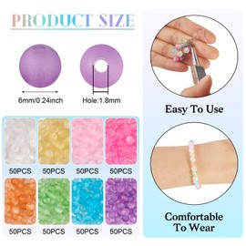 Craftdady 400pcs 6mm Round Clear Acrylic Beads Matte Mini Gradient Spacer Beads for Jewelry Making Necklace Bracelet Crafts