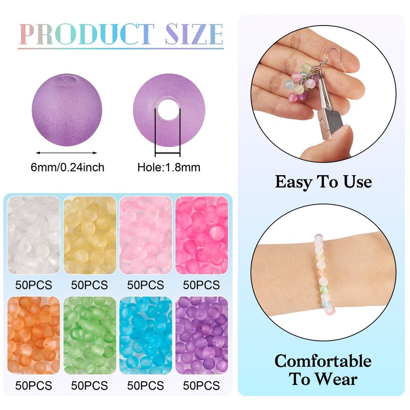 Craftdady 400pcs 6mm Round Clear Acrylic Beads Matte Mini Gradient