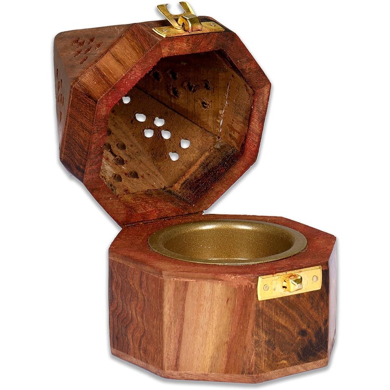 Yajna Traditional-Handmade Incense-Stick-and-Cones-Holder Incense-Burner-ash-Catcher-Stand (Octa Temple)