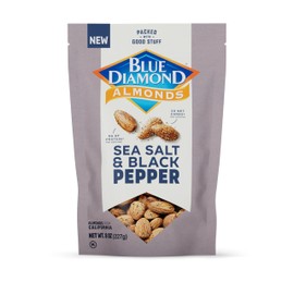 Blue Diamond Almonds, Premium Sea Salt and Black Pepper Flavored Snack Nuts Perfect Mix for Lunches or On-The-Go for Healthy Snacking, 8 Ounce (Pack of 1)
