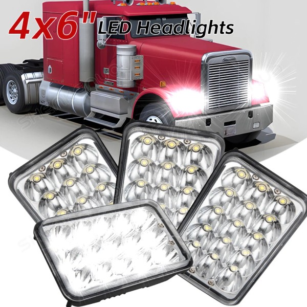 QUAYUB 4X LED Headlights For Freightliner FLD120 FLD112 4''x6'' Light