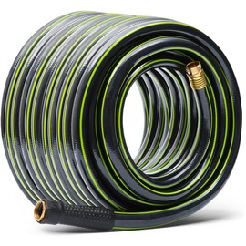 Worth Leader Long Garden Hose 5/8 in. x 75 ft. -No Kink, Flexible, Leakproof, Male to Female Fittings -Heavy Duty Durable PVC Lightweight Water Pipe with Brass Aluminum Ends for Household & Yard Use