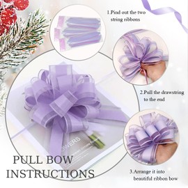 ZhXu Shuo 6 Pieces Large Pull Bows,6 inches,Bow for Gift Wrapping,Pull Bows for Christmas Party Birthday Gift Wedding Baskets,Valentine's Day Gift Decorations, Flower Decorations (Purple)