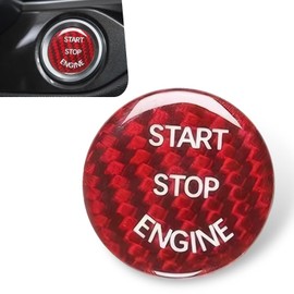 Merdege Car Push Start Button Cover, Ignition Button Cover Replacement, Carbon Fiber Interior Sticker, Suitable for Most Cars (Carbon Red)