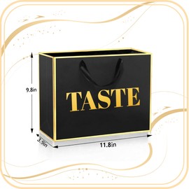 PEMOTYST 5 Senses Gift Bags for Him Her Five Senses Gift Bags Present Wrappings with Ribbon Handles for Wedding Anniversary Birthday Party (Black, 11.8 x 10 x 4 Inch)