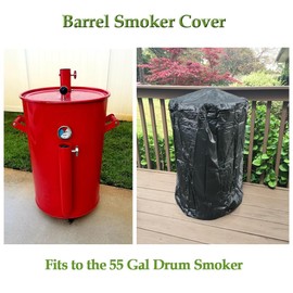 Cozzka 55 Gallon Ugly Drum Smoker Cover Waterproof Heavy Duty Barrel BBQ Smoker Grill Cover 55 Gal Barrel House Cooker Covers