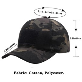 Foetest Adjustable Baseball Cap Sport Hat Cloth Cap Tactical Hat Army Military Cap Black