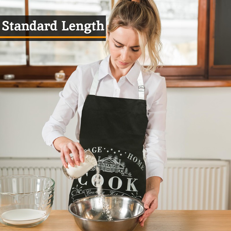 Premier Housewares 5100073 Vintage Home 100% Cotton Apron - Black,