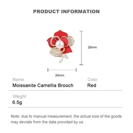 Delicate 14K Gold Camellia Brooch with Natural Freshwater Pearls, Moissanite Embellished Floral Lavish Diamond Brooch, Wedding Decorations for the Bride, 14K Gold, moissanite