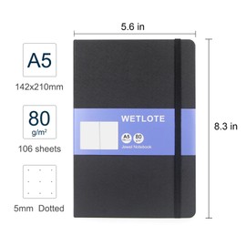 Dot Matrix Hardcopy Notebook - 5.6"x8.3"- Sourced from sustainable and excellent quality paper, minimalist, natural, portable and flexible design, good helper for study and record keeping, suitable for office, school and many other occasions(Black)