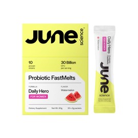 June Science Daily Hero for Women | Fast Melt Pre + Probiotic for Women - Watermelon Flavor, 30 Powder Sachets