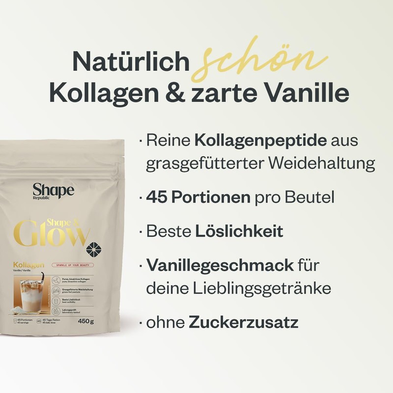 SHAPE REPUBLIC Collagen Powder Vanilla 450 g - Premium Collagen