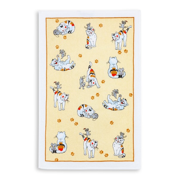 Kracht Terry Tea Towel with Cat and Mouse Print 45
