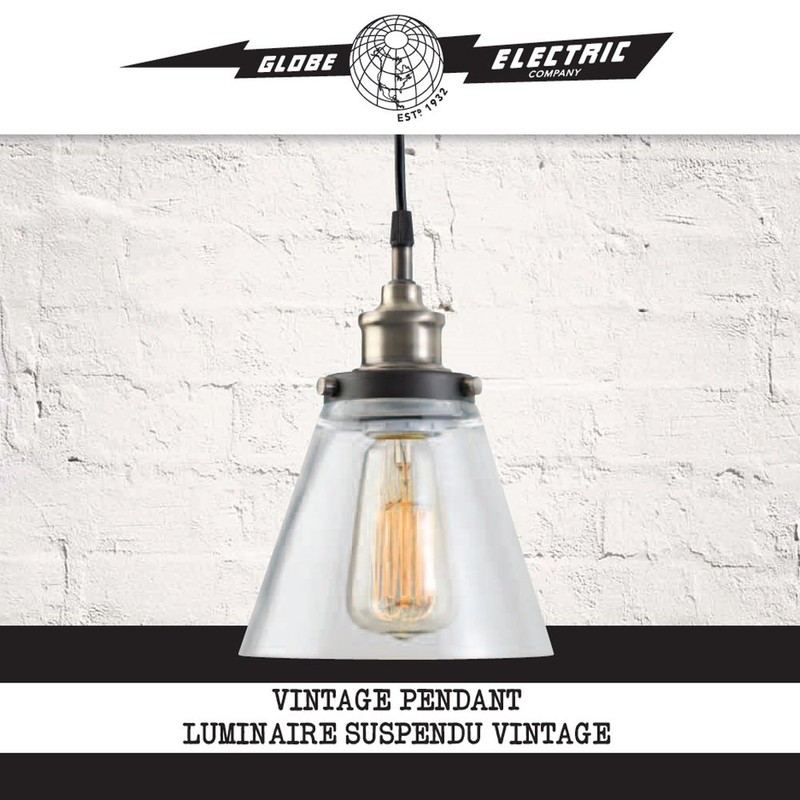 Jackson 1-Light Pendant, Antique Brass, Bronze Accent, Glass Shade,64750