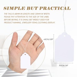 Pack of 500 price tags, hanging tags, marking labels with thread, 30 mm x 48 mm, for jewellery, clothing, display