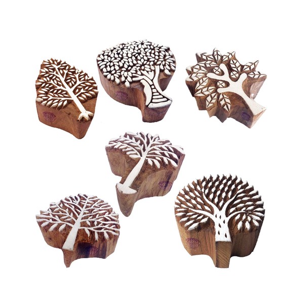 Pottery Printing Blocks Stylish Tree Pattern Wooden Stamps (Set of