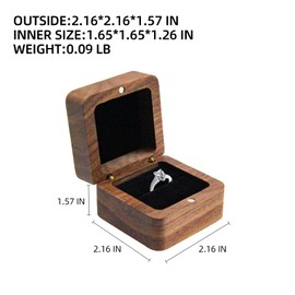 DOZNOZRI Small Ring Box Wood Engagement Ring Box Holder with Single Slot,Elegant and Vintage wedding ring box Square Ring Holder Case for Proposal Wedding(Square Black)