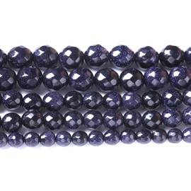 10mm 36pcs Natural Blue Sandstone Faceted Stone Beads for Jewelry Making DIY Bracelet Necklace Accessories 15" Energy Healing Power Stone Beads (Faceted Blue Sandstone, 10mm)