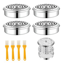 JINXIAN 4 Stück Mückenspirale Halter mit 4 Gelb Bürsten Insektenspiralen Edelstahl Behälter Mückenspiralenhalter Portable für Haus Garten Camping Angeln Reise Outdoor