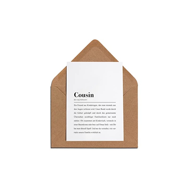 Cousin Karte mit Umschlag ‚Äì Cousin Definition