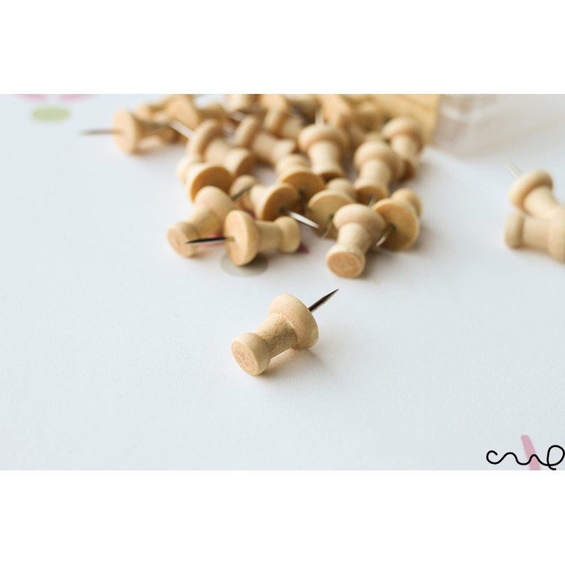 redchocol8® Light Brown Wooden Push Pins (A pack of 25