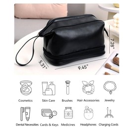 Epzia Vielseitige Doppel-Layer Kosmetiktasche – Geräumiger Makeup Bag, Große wasserdichte Kulturtasche für Damen und Mädchen Schminktasche Damen Kulturbeutel（Schwarz）