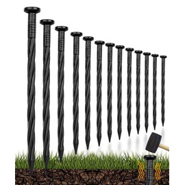 150pack 8-Inch Plastic Landscape Edging Spikes Landscape Anchoring Nail Spiral Landscape Stake for Weed Barrier, Paver Edging, Landscape Edging, lawn edging, garden edging spikes