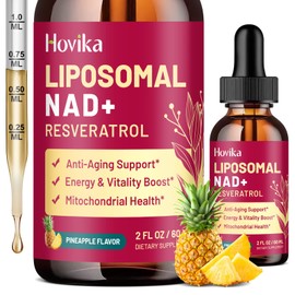 Liposomal NAD Supplement - 1200mg NAD+ Liquid Drops for Women & Men with Resveratrol, Black Pepper Extract - Support Anti-Aging, Brain & Cellular Mitochondrial Health - 2 Fl Oz, Pineapple Flavor