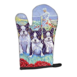 Caroline's Treasures 7005OVMT Boston Terrier Trio Oven Mitt Heat Resistant Thick Oven Mitt for Hot Pans and Oven, Kitchen Mitt Protect Hands, Cooking Baking Glove