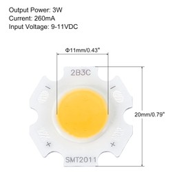 MECCANIXITY COB LED Light Chip Beads 20mm 3W 260mA Energy Saving Bulb for Spotlight Floodlight Pack of 5, Warm White