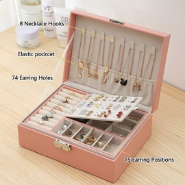 EKKONG Jewellery Box Women's Jewellery Box Travel PU Leather Jewellery Case Small Jewellery Box Girls Jewellery Storage Box for Rings, Earrings, Bracelets and Necklaces