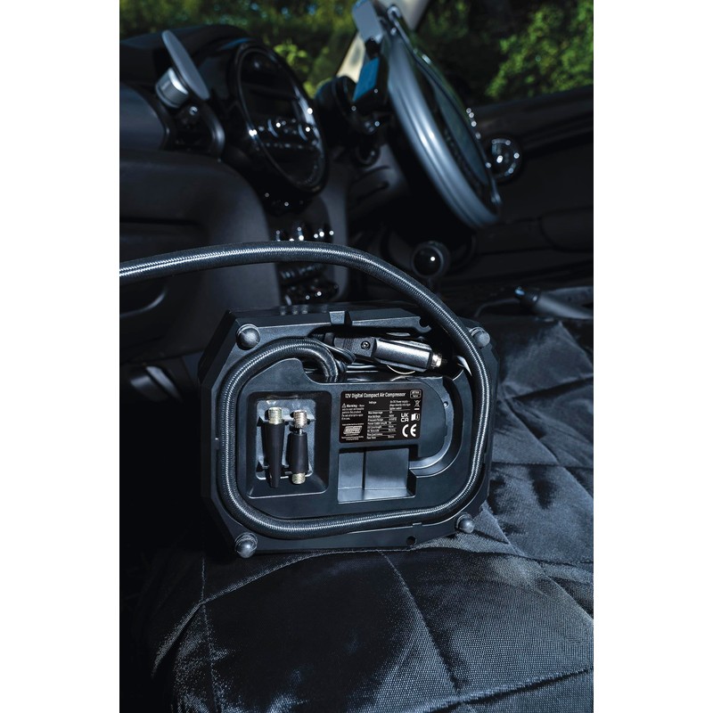 Maypole 12V Digital Compact Portable Air Compressor, 0-150PSI, Built-In LED