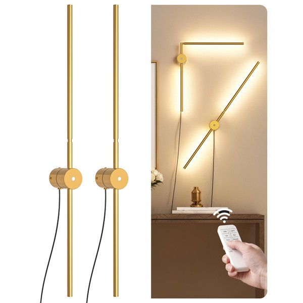 GOEBLESON 38.6 Wall Sconces Set of Two with Remote, Stepless