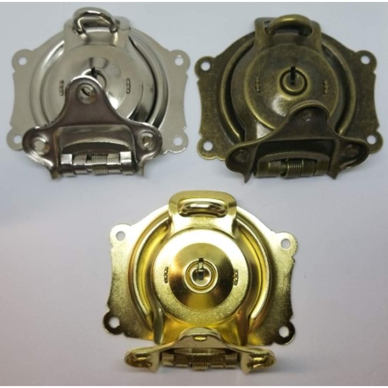 Antique Brass Trunk Lock with Keys - Patina Chest Steamer