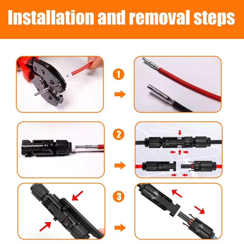 10 Pairs Solar Plugs with 2 Wrenches Tool, Male/Female Solar