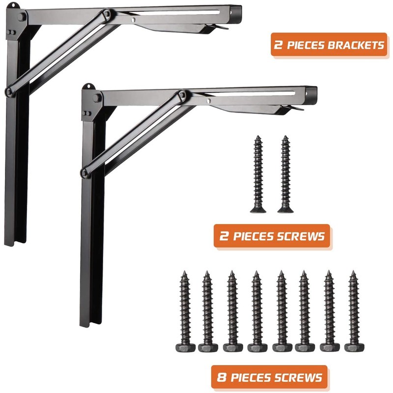 Ultrawall 24 inch Black Sturdy Folding Shelf Brackets, Heavy Duty