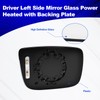 Driver Left Side Mirror Glass Power Heated with Backing Plate