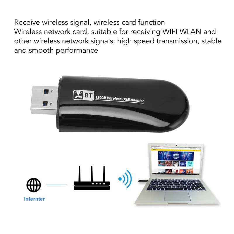 Wireless USB Adapter Desktop Computer 1200Mbps Wireless Network Card Dual