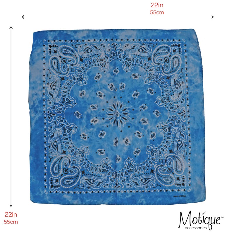 Motique Accessories Modern Tie Dye Bandana (Bright Blue)