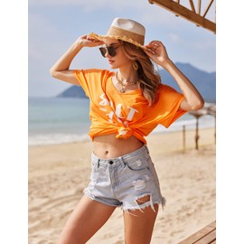 AI'MAGE - Traje de baño para mujer, vestido de playa de talla grande, vestido de playa, estilo casual, vestido de playa, Letras naranjas, M
